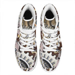 Steampunk Gears And Cogs Print High Top Leather Sneakers