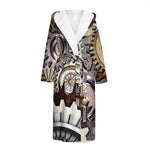 Steampunk Gears And Cogs Print Hooded Bathrobe