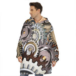 Steampunk Gears And Cogs Print Hoodie Blanket