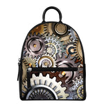 Steampunk Gears And Cogs Print Leather Backpack