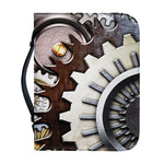 Steampunk Gears And Cogs Print Leather Bible Cover