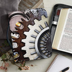 Steampunk Gears And Cogs Print Leather Bible Cover