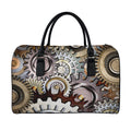 Steampunk Gears And Cogs Print Leather Duffel Bag