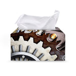 Steampunk Gears And Cogs Print Leather Tissue Box Cover
