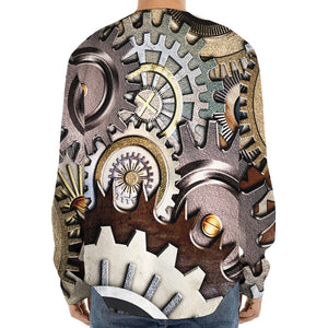 Steampunk Gears And Cogs Print Long Sleeve Baseball Jersey