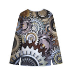Steampunk Gears And Cogs Print Long Sleeve Short Coat