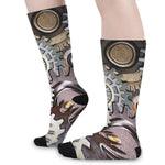 Steampunk Gears And Cogs Print Long Socks