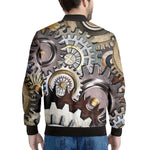 Steampunk Gears And Cogs Print Men's Bomber Jacket