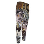 Steampunk Gears And Cogs Print Men's Compression Pants