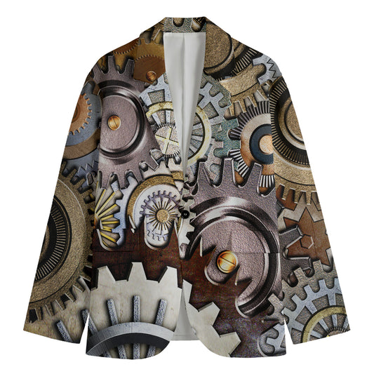 Steampunk Gears And Cogs Print Men's Cotton Blazer
