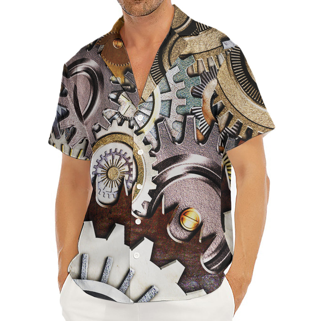 Steampunk Gears And Cogs Print Men's Deep V-Neck Shirt