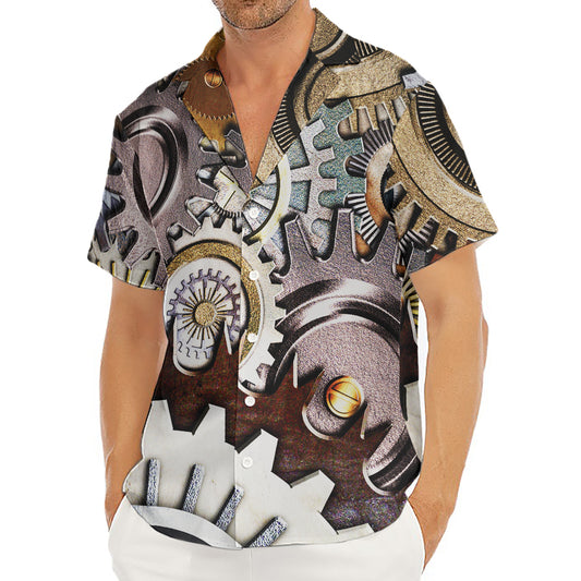 Steampunk Gears And Cogs Print Men's Deep V-Neck Shirt