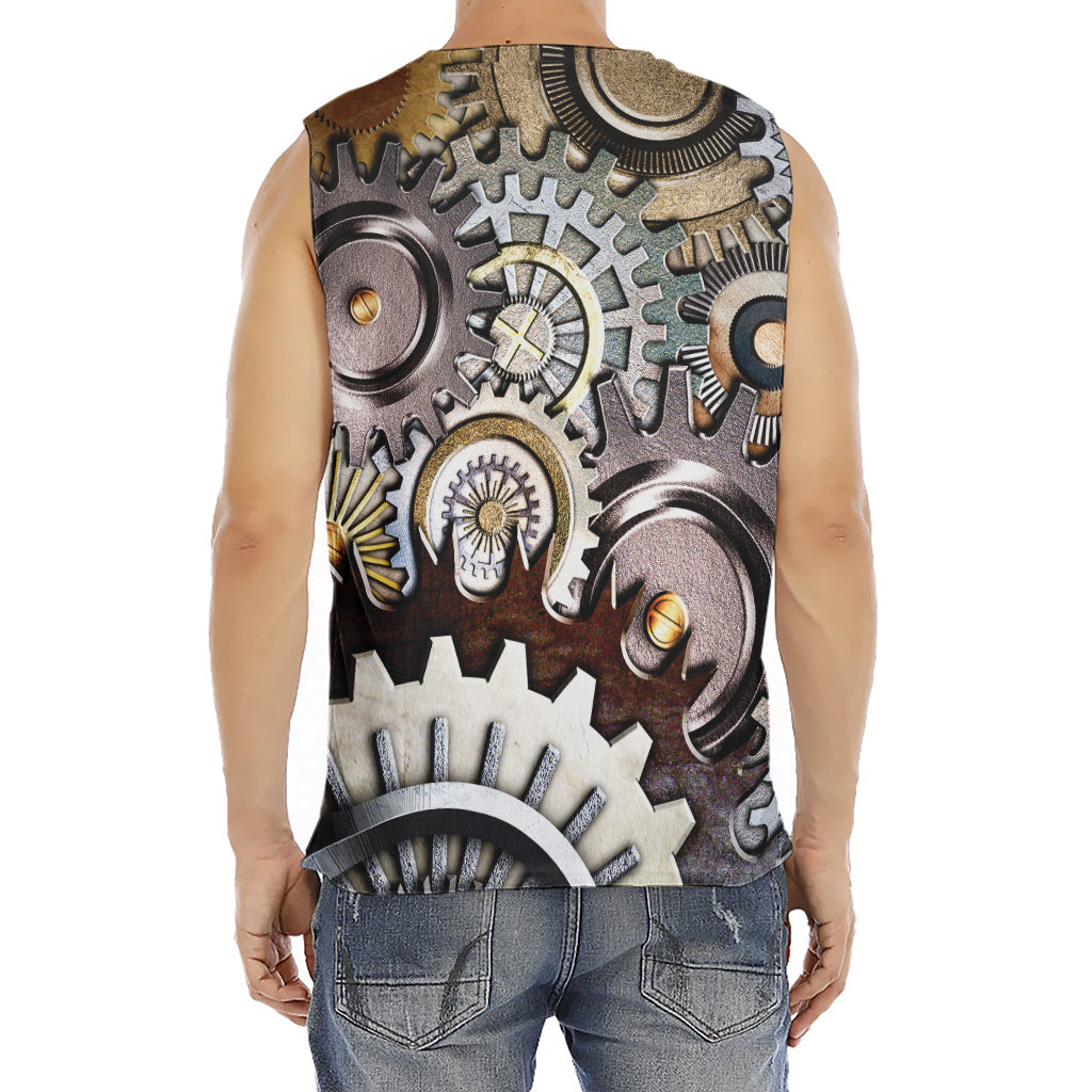 Steampunk Gears And Cogs Print Men's Fitness Tank Top