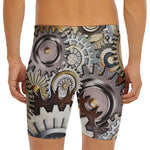 Steampunk Gears And Cogs Print Men's Long Boxer Briefs