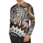 Steampunk Gears And Cogs Print Men's Long Sleeve Rash Guard