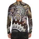 Steampunk Gears And Cogs Print Men's Long Sleeve Rash Guard
