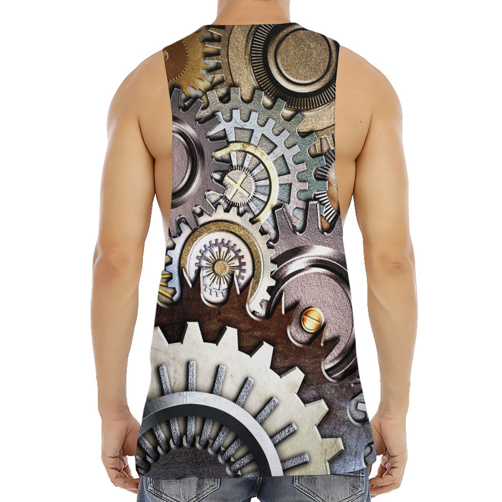Steampunk Gears And Cogs Print Men's Muscle Tank Top