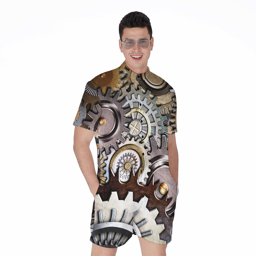 Steampunk Gears And Cogs Print Men's Rompers