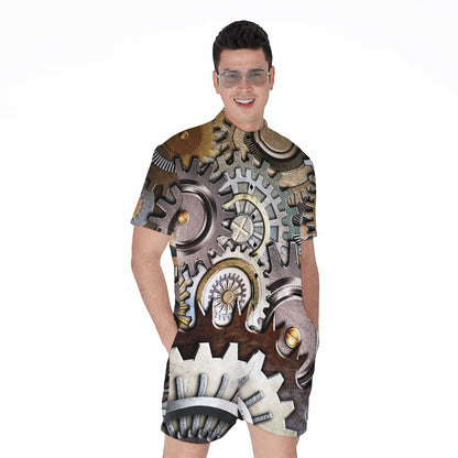 Steampunk Gears And Cogs Print Men's Rompers