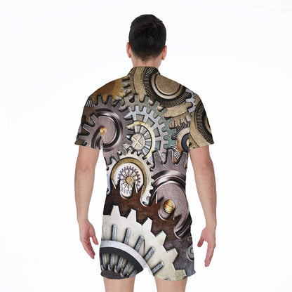 Steampunk Gears And Cogs Print Men's Rompers