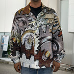 Steampunk Gears And Cogs Print Men's Shirt Jacket