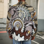 Steampunk Gears And Cogs Print Men's Shirt Jacket