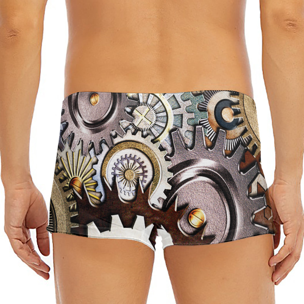 Steampunk Gears And Cogs Print Men's Short Boxer Briefs