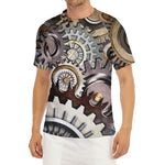 Steampunk Gears And Cogs Print Men's Short Sleeve Rash Guard