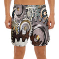 Steampunk Gears And Cogs Print Men's Split Running Shorts