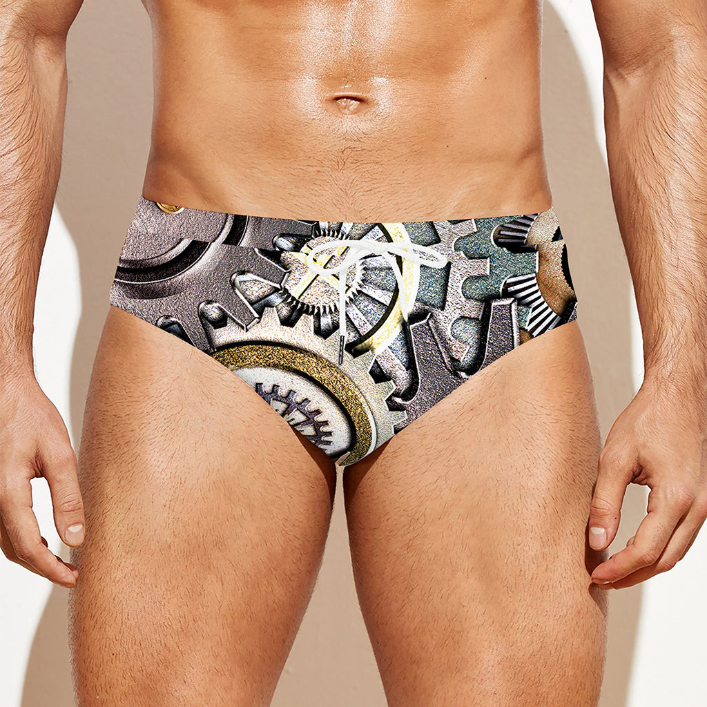 Steampunk Gears And Cogs Print Men's Swim Briefs
