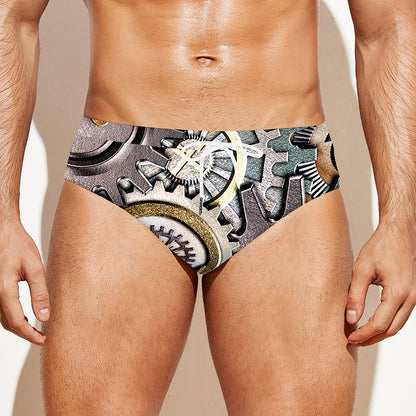 Steampunk Gears And Cogs Print Men's Swim Briefs