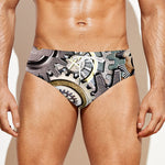 Steampunk Gears And Cogs Print Men's Swim Briefs