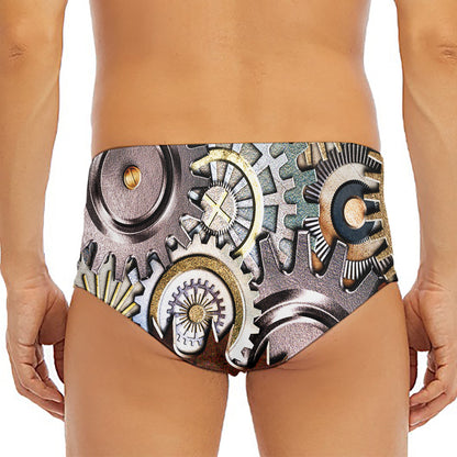 Steampunk Gears And Cogs Print Men's Triangle Swim Briefs
