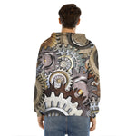 Steampunk Gears And Cogs Print Men's Velvet Pullover Hoodie