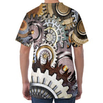 Steampunk Gears And Cogs Print Men's Velvet T-Shirt