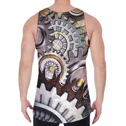 Steampunk Gears And Cogs Print Men's Velvet Tank Top