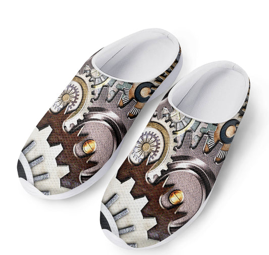 Steampunk Gears And Cogs Print Mesh Casual Shoes