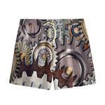 Steampunk Gears And Cogs Print Mesh Shorts