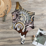Steampunk Gears And Cogs Print One Shoulder Bodysuit