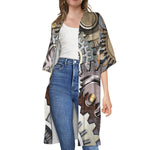 Steampunk Gears And Cogs Print Open Front Beach Cover Up