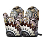 Steampunk Gears And Cogs Print Oven Mitts
