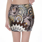 Steampunk Gears And Cogs Print Pencil Mini Skirt