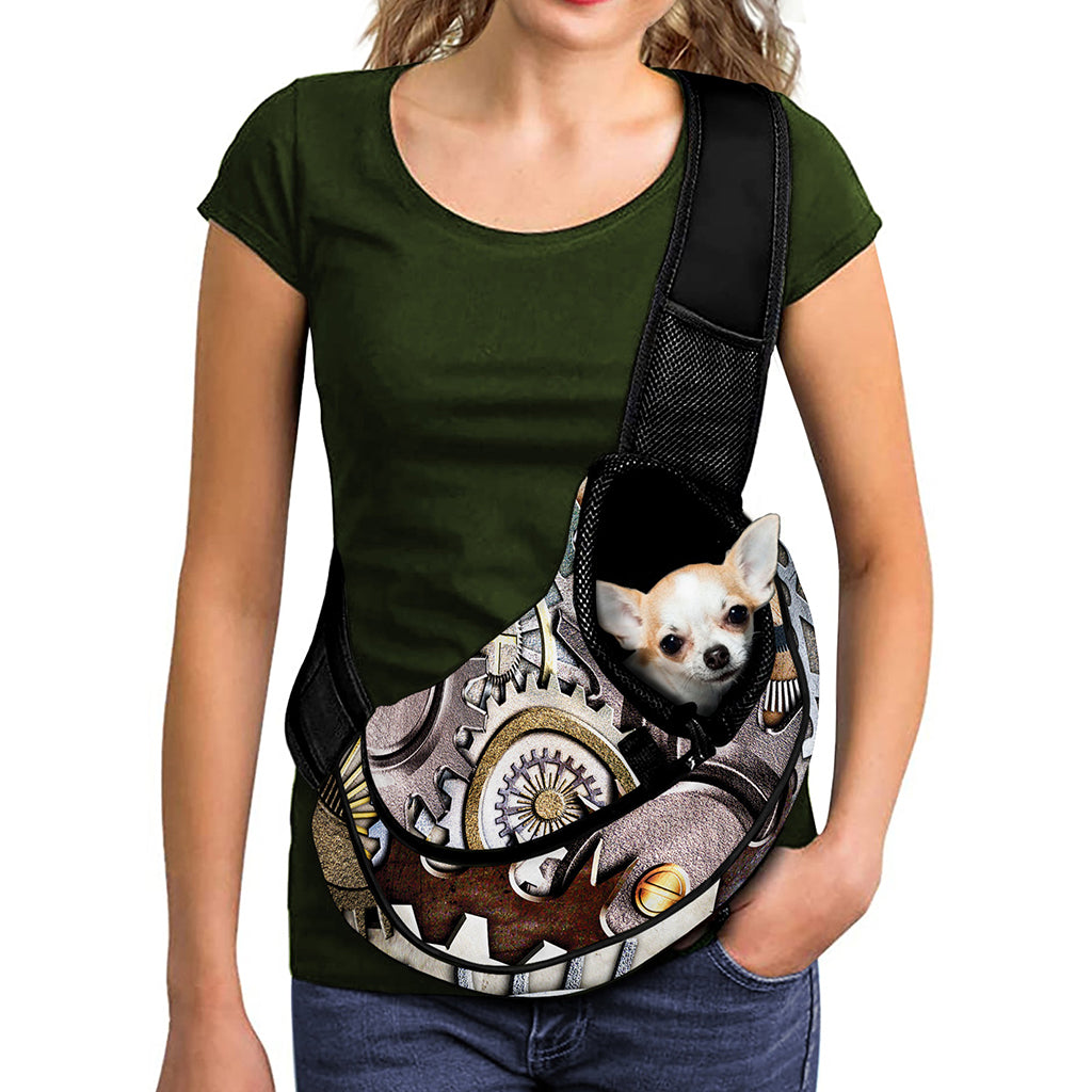 Steampunk Gears And Cogs Print Pet Sling Carrier