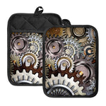 Steampunk Gears And Cogs Print Pot Holders With Pocket
