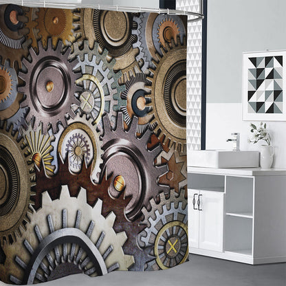 Steampunk Gears And Cogs Print Premium Shower Curtain