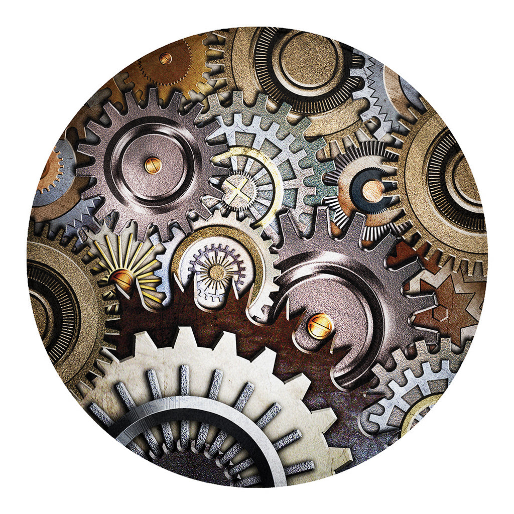 Steampunk Gears And Cogs Print Round Blanket