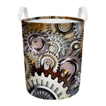 Steampunk Gears And Cogs Print Round Laundry Basket