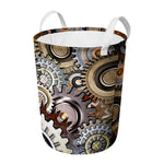 Steampunk Gears And Cogs Print Round Laundry Basket