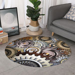 Steampunk Gears And Cogs Print Round Rug