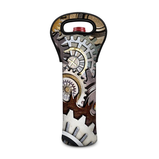 Steampunk Gears And Cogs Print Single Neoprene Wine Tote